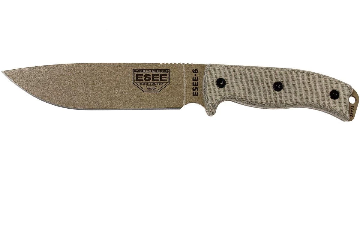 ESEE Model 6 Desert Tan Blade 6P-DE Couteau De Survie Avec étui Zytel + Clip Ceinture 3 ESEE Model 6 Desert Tan Blade 6P-DE Couteau De Survie Avec étui Zytel + Clip Ceinture