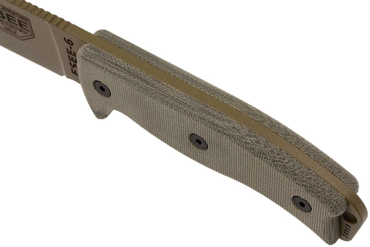 ESEE Model 6 Desert Tan Blade 6P-DE Couteau De Survie Avec étui Zytel + Clip Ceinture 8 ESEE Model 6 Desert Tan Blade 6P-DE Couteau De Survie Avec étui Zytel + Clip Ceinture – Image 6