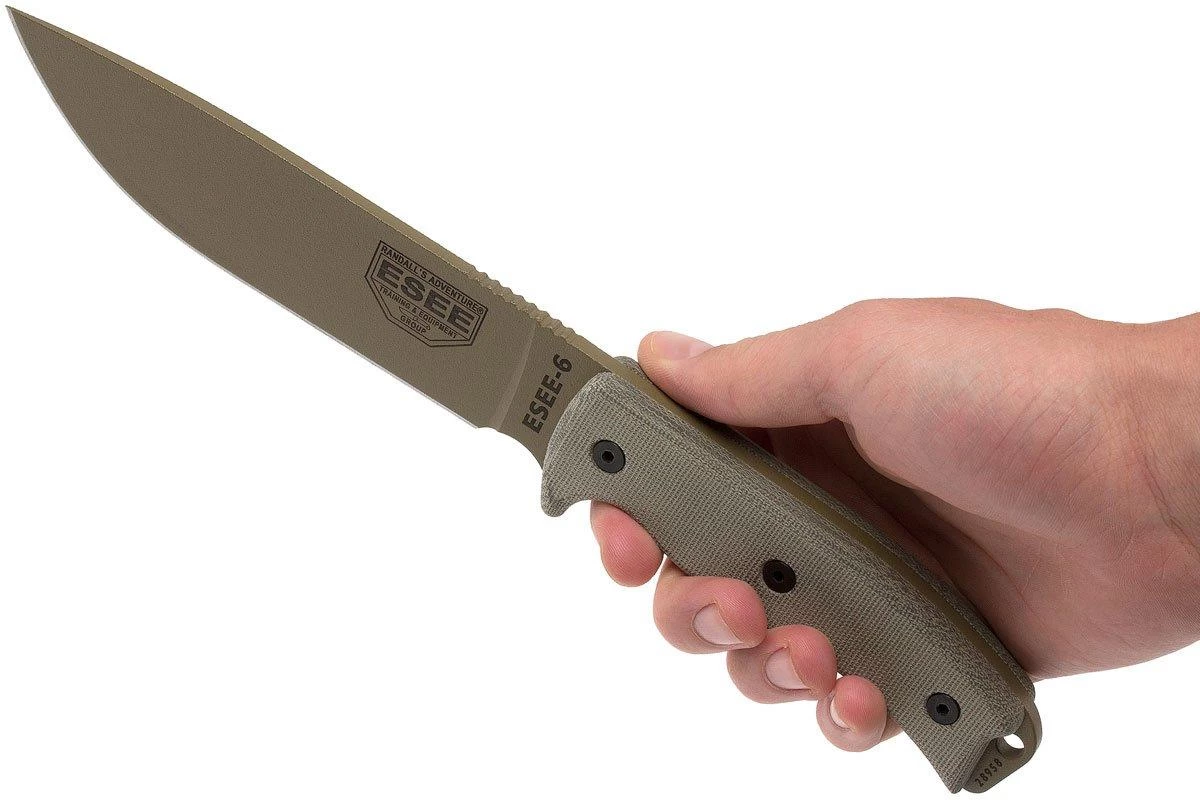 ESEE Model 6 Desert Tan Blade 6P-DE Couteau De Survie Avec étui Zytel + Clip Ceinture 9 ESEE Model 6 Desert Tan Blade 6P-DE Couteau De Survie Avec étui Zytel + Clip Ceinture – Image 7