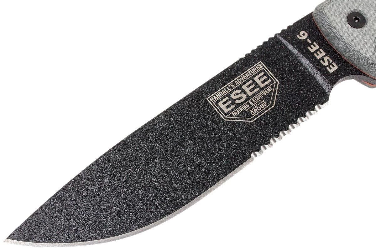 ESEE Model 6 Serrated 6S Couteau De Survie Avec étui Noir + Clip Ceinture 5 ESEE Model 6 Serrated 6S Couteau De Survie Avec étui Noir + Clip Ceinture – Image 3