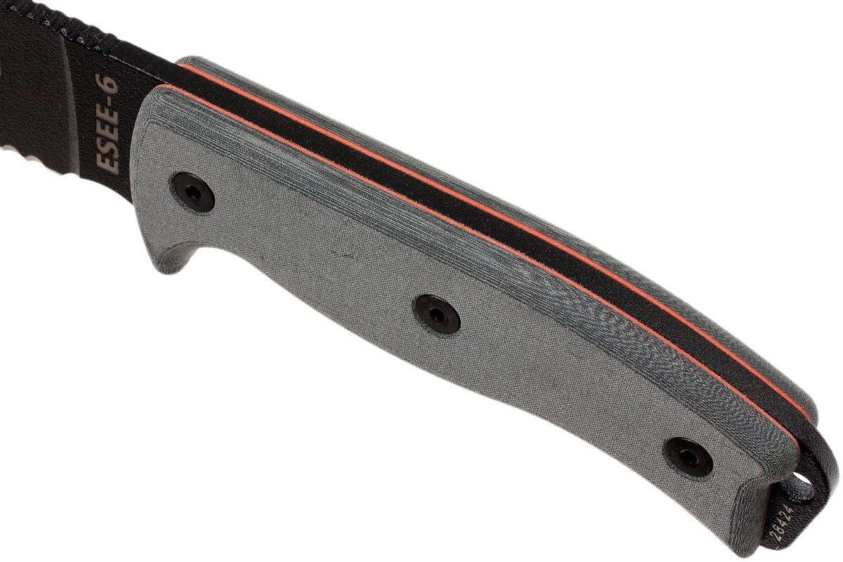 ESEE Model 6 Serrated 6S Couteau De Survie Avec étui Noir + Clip Ceinture 7 ESEE Model 6 Serrated 6S Couteau De Survie Avec étui Noir + Clip Ceinture – Image 5