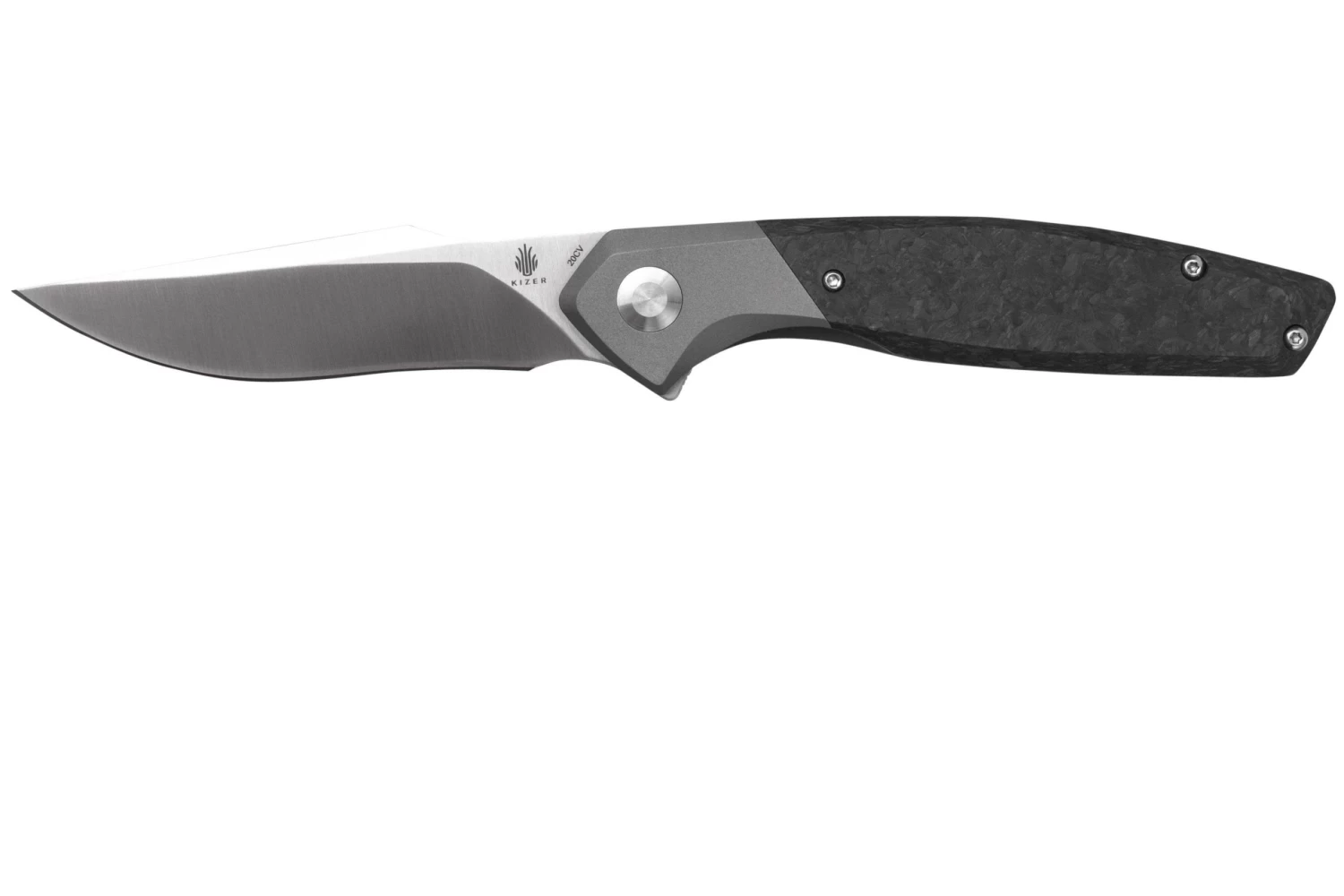 Kizer Grazioso Ki4572A1, 20CV, Black Titanium Carbon Fiber Couteau De Poche, Manganas Design 3 Kizer Grazioso Ki4572A1, 20CV, Black Titanium Carbon Fiber Couteau De Poche, Manganas Design