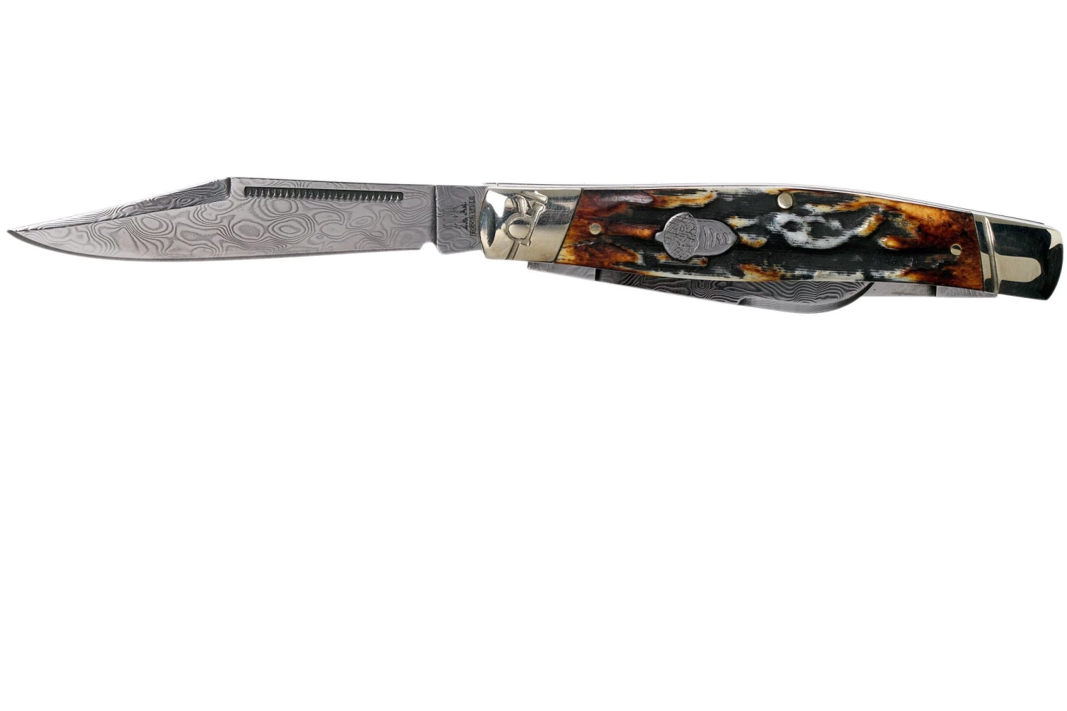 Rough Ryder Stockman Cinnamon Stag RR2160 Damascus Slipjoint Couteau De Poche 5 Rough Ryder Stockman Cinnamon Stag RR2160 Damascus Slipjoint Couteau De Poche – Image 3